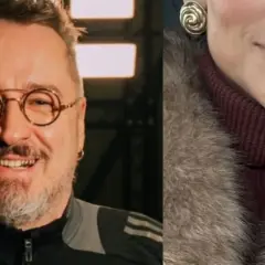 Piotr Kędzierski z żoną, ona w futrze i golfie, on w okularach i sportowej bluzie.