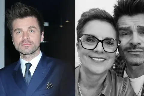 Łukasz Zagrobelny z żoną i dziećmi.