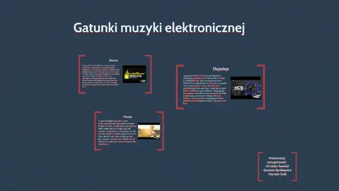 Różne gatunki muzyki elektronicznej infografika