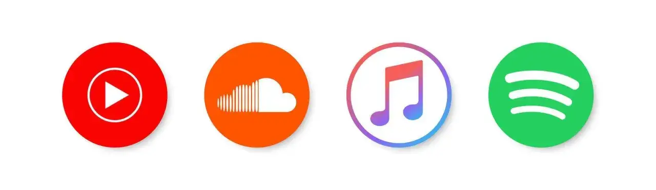 ikony platform streamingowych spotify youtube apple music